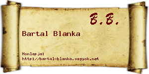 Bartal Blanka névjegykártya